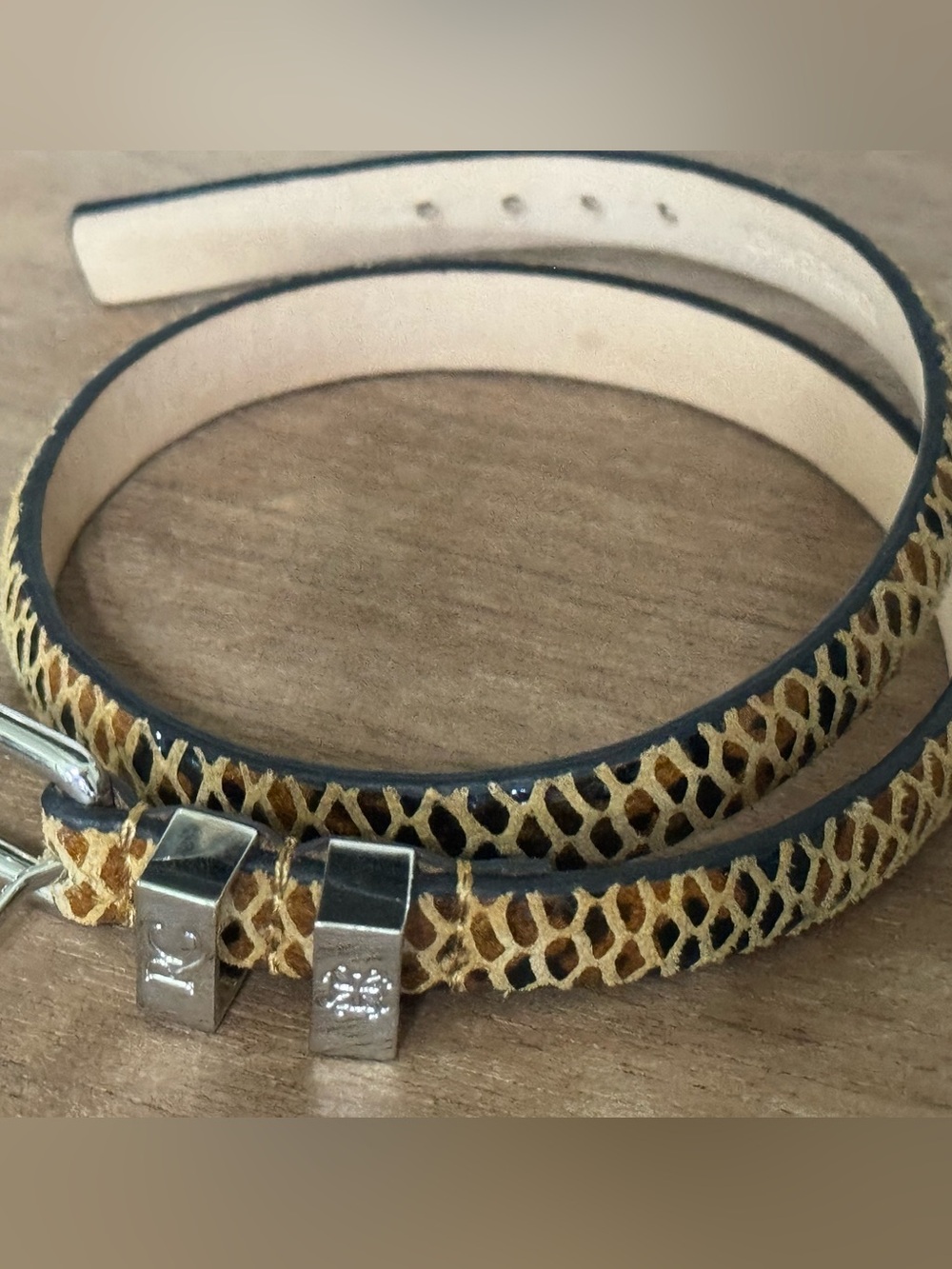 Rustic Cuff Tan and Black Leather Wrap Bracelet